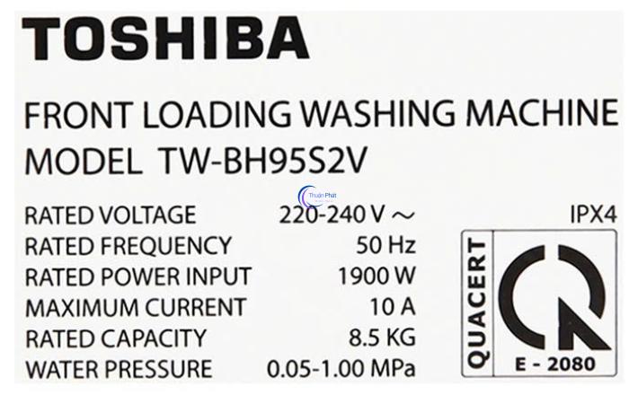 Máy giặt Toshiba Inverter 8.5 Kg TW-BH95S2V WK